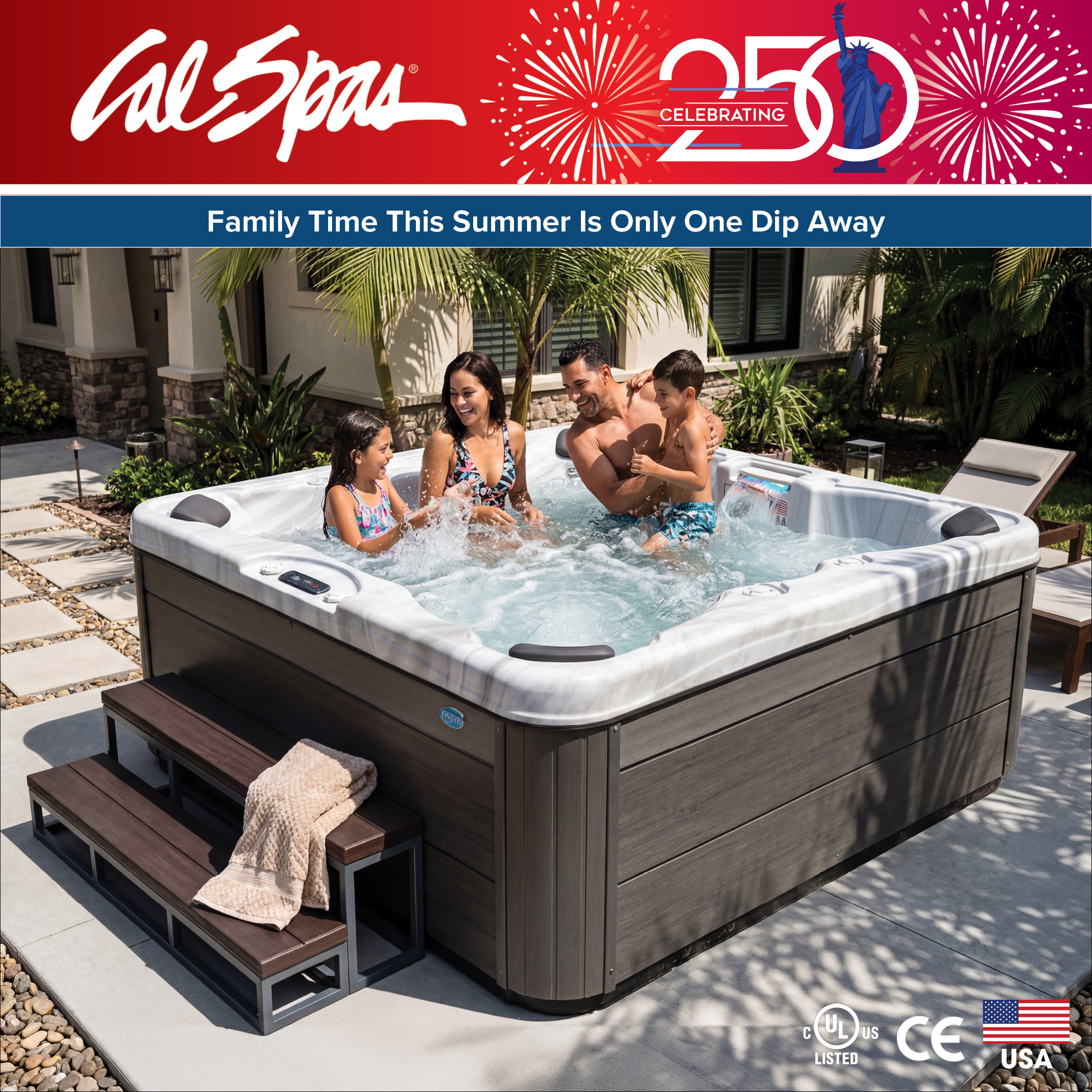Calspas hot tub being used in a family setting - Guadalajara